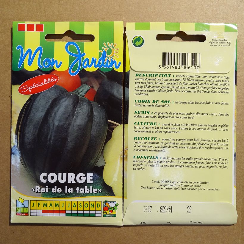 Esempio di esemplare Zucchino Table King sacchetto di semi 18 (3g) come consegnato