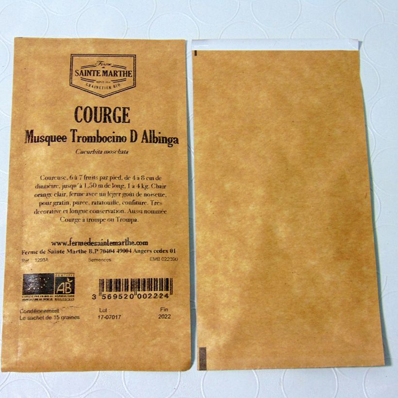 Esempio di esemplare Zucca moscata Tromboncino d'Albinga sacchetto di semi 20 (1g) come consegnato