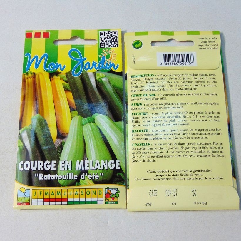 Esempio di esemplare Zucchino Mix Ratatouille estiva sacchetto di semi 12 (2g) come consegnato