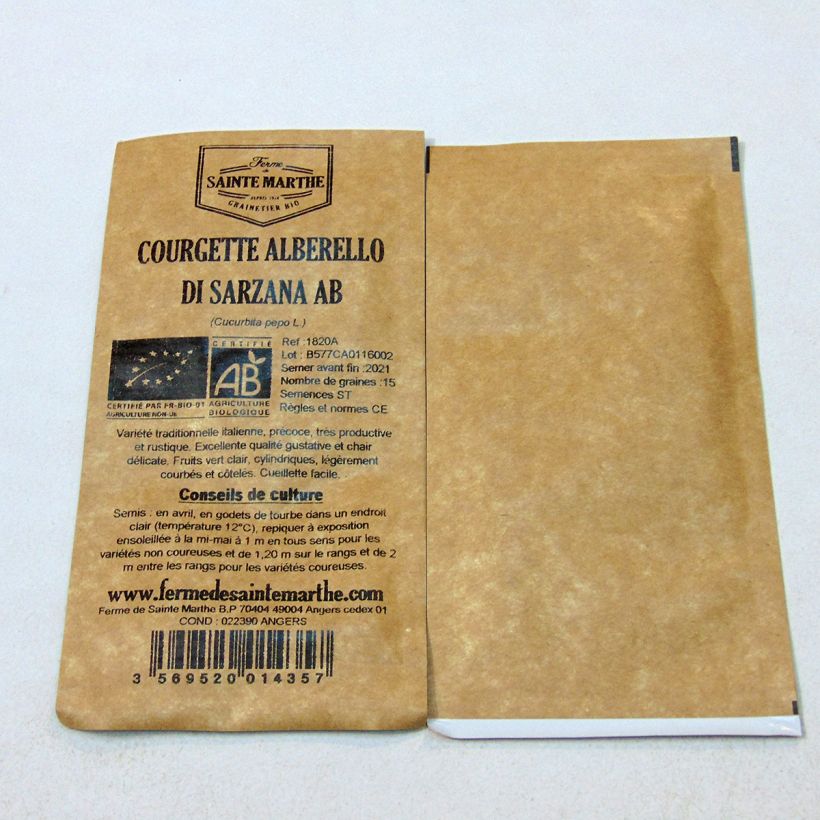 Esempio di esemplare Zucchino Alberello di Sarzana sacchetto di semi 15 (2g) come consegnato