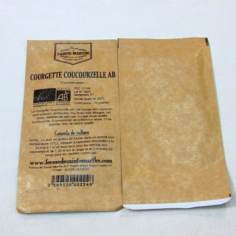 Esempio di esemplare Zucchino Coucourzelle sacchetto di semi 15 (1g) come consegnato