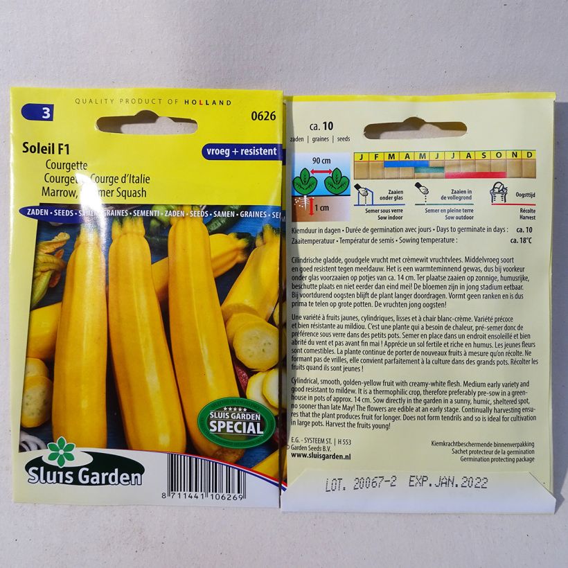 Esempio di esemplare Zucchino Soleil F1 sacchetto di semi 10 come consegnato