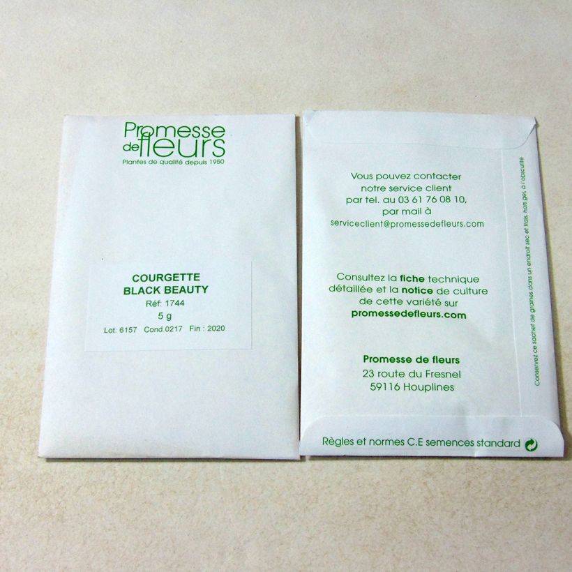 Esempio di esemplare Zucchino verde Black Beauty sacchetto di semi 35 (5g) come consegnato
