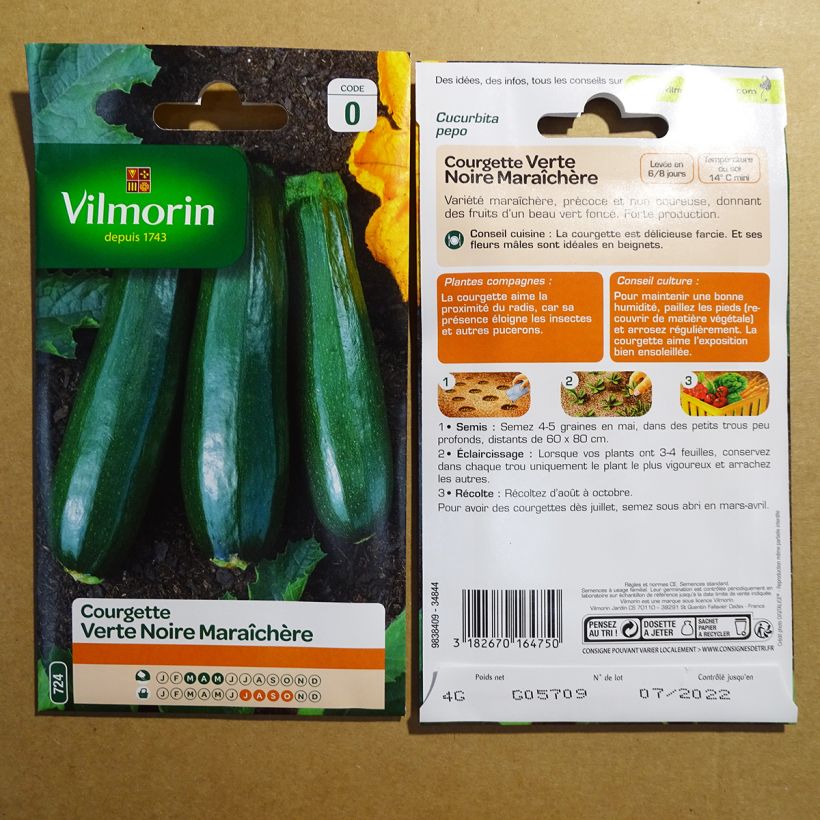 Esempio di esemplare Zucchino verde nero sacchetto di semi 40 (4g) come consegnato