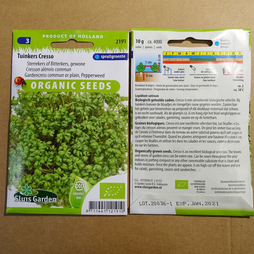 Esempio di esemplare Crescione dei giardini BIO sacchetto di semi 3650 (10g) come consegnato