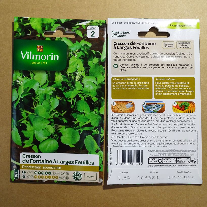 Esempio di esemplare Nasturtium officinale - Vilmorin - Crescione d’acqua sacchetto di semi 450 (1g) come consegnato