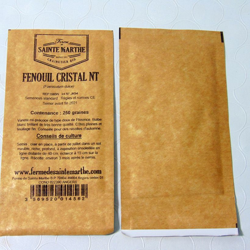 Esempio di esemplare Finocchio Cristal sacchetto di semi 250 come consegnato