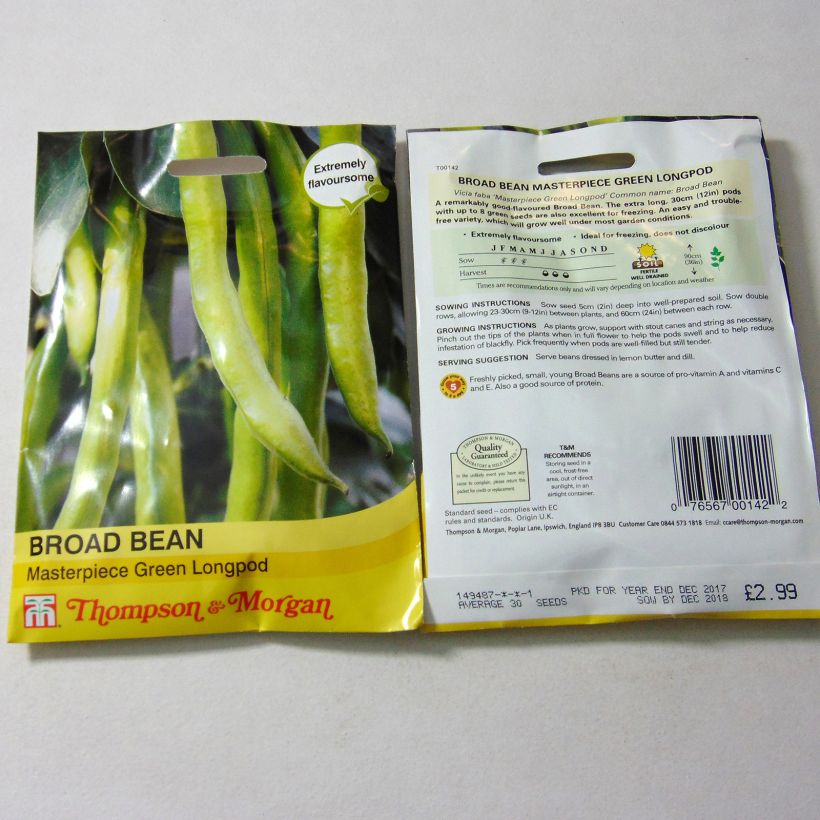 Esempio di esemplare Fava Masterpiece Green Longpod sacchetto di semi 30 come consegnato
