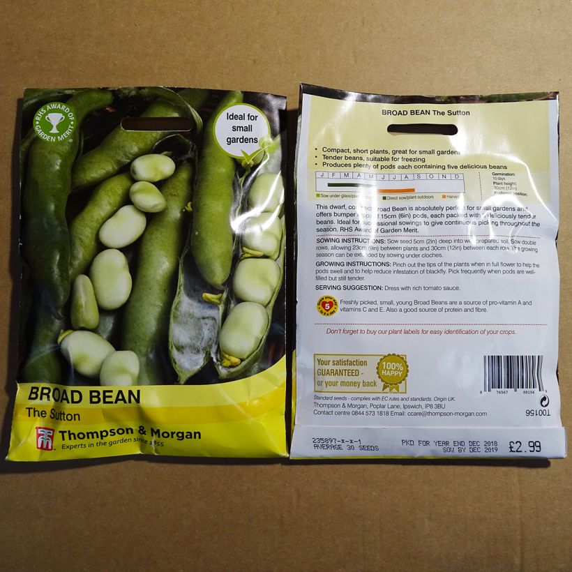 Esempio di esemplare Fava The Sutton sacchetto di semi 40 (75g) come consegnato