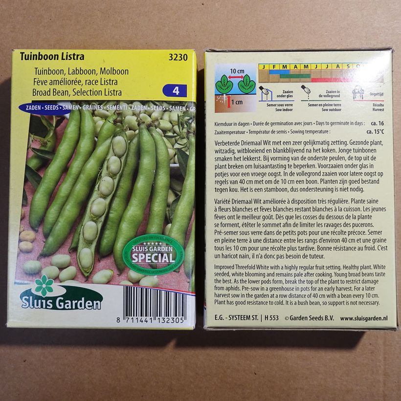 Esempio di esemplare Fava Driemaal Wit Listra sacchetto di semi 42 (85g) come consegnato