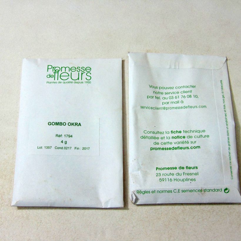 Esempio di esemplare Abelmoschus esculentus - Okra sacchetto di semi 35 (4g) come consegnato