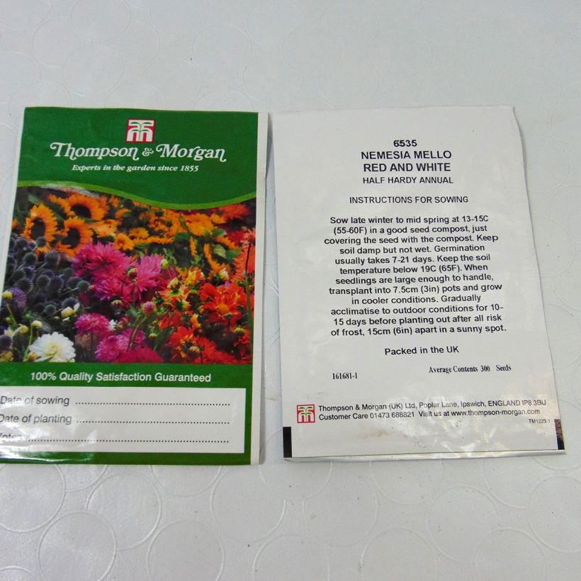 Esempio di esemplare Nemesia Mello Red & White sacchetto di semi 850 (0,2g) come consegnato