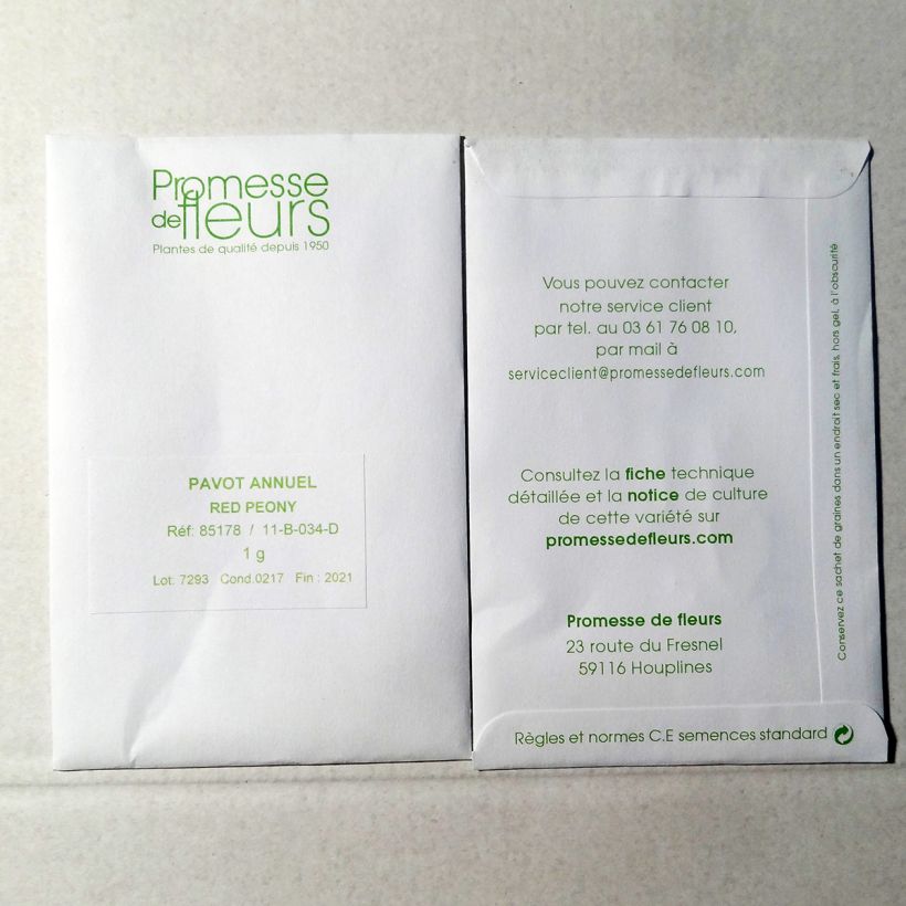 Esempio di esemplare Papavero da oppio Red Peony sacchetto di semi 1850 (1g) come consegnato