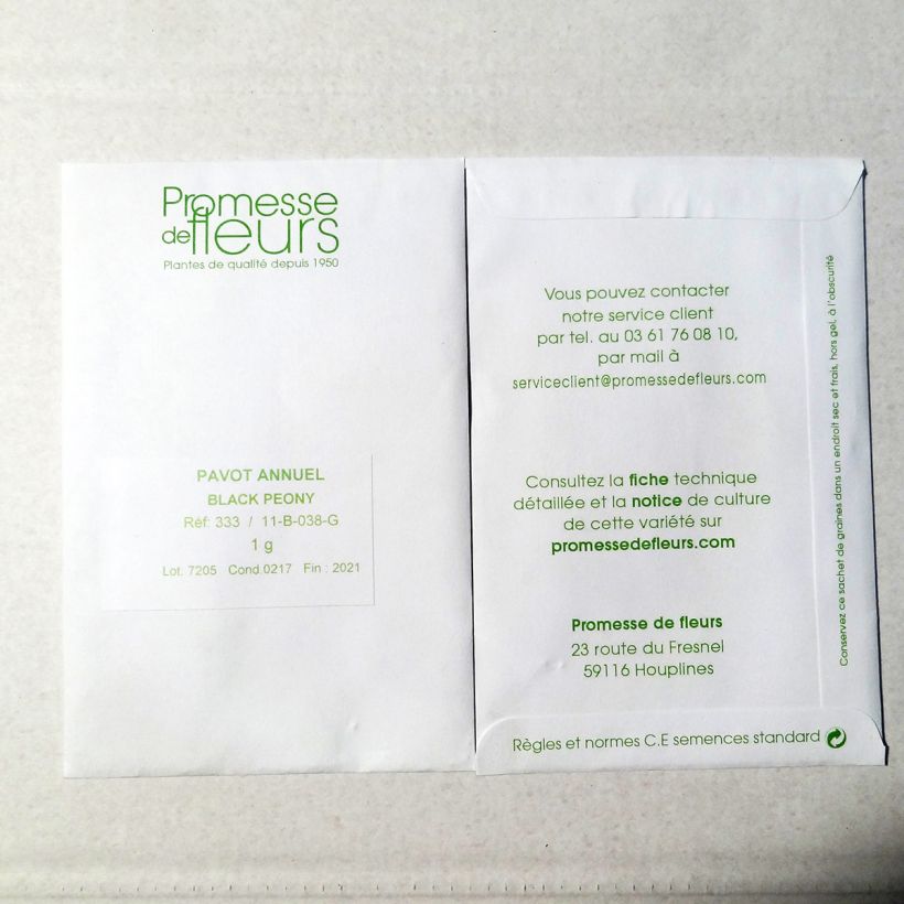 Esempio di esemplare Papavero da oppio Black Peony sacchetto di semi 2550 (1g) come consegnato