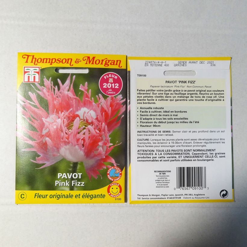 Esempio di esemplare Papavero da oppio Pink Fizz sacchetto di semi 500 come consegnato