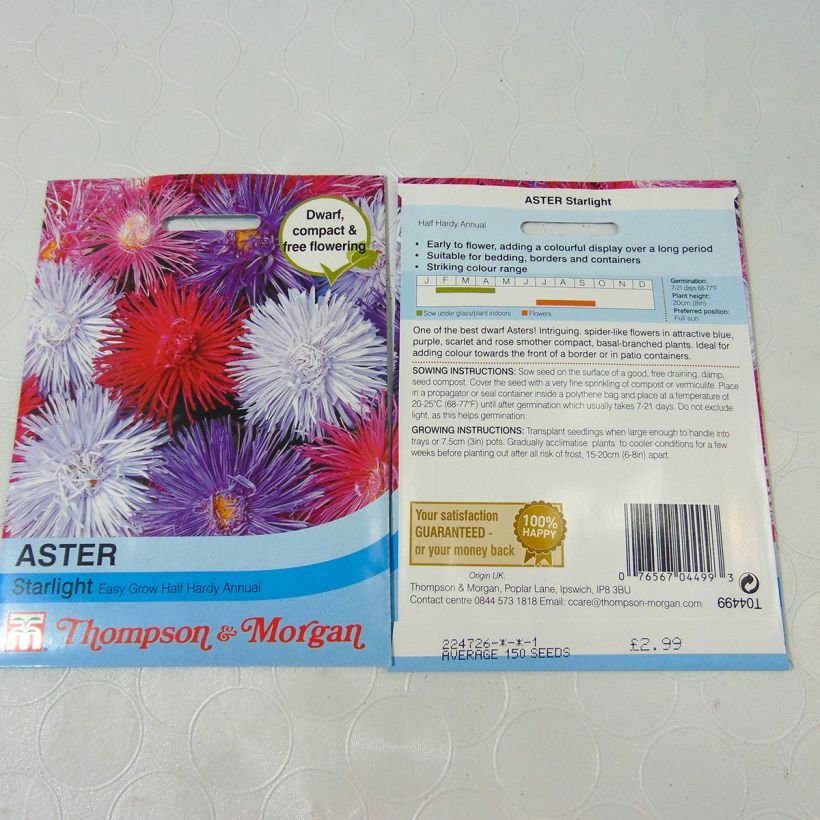 Esempio di esemplare Astro della Cina Starlight Mixed - Callistephus sacchetto di semi 250 (0,5g) come consegnato