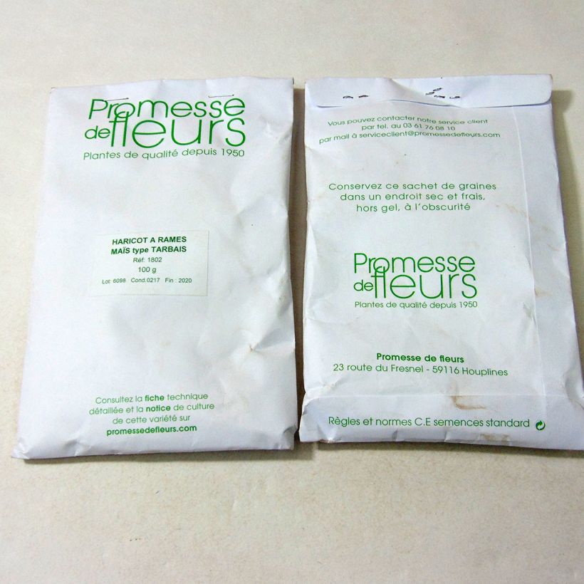 Esempio di esemplare Fagiolo rampicante da sgranare maïs type Tarbais sacchetto di semi 200 (75g) come consegnato
