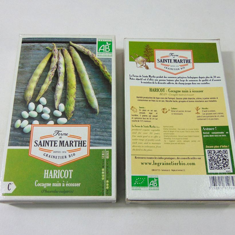 Esempio di esemplare Fagiolo da sgranare Cocagne Bio - Ferme de Sainte Marthe sacchetto di semi 160 (80g) come consegnato