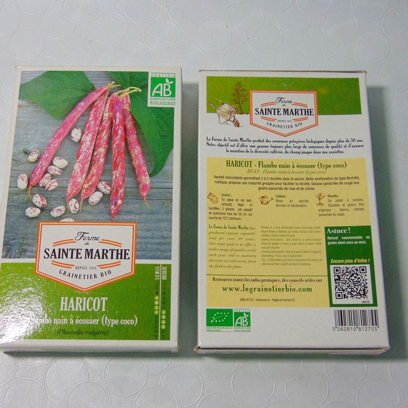 Esempio di esemplare Fagiolo da sgranare Flambo Bio - Ferme de Sainte Marthe sacchetto di semi 180 (80g) come consegnato