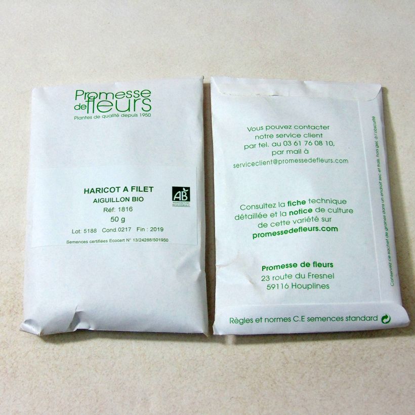 Esempio di esemplare Fagiolo rosso Aiguillon Bio sacchetto di semi 200 (75g) come consegnato