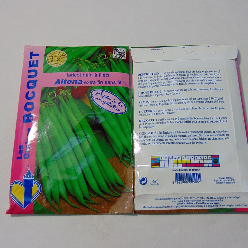 Esempio di esemplare Fagiolo nano Altona sacchetto di semi 140 (70g) come consegnato