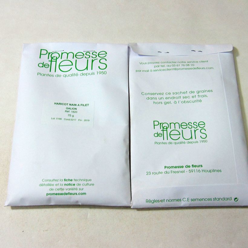 Esempio di esemplare Fagiolo nano Galion sacchetto di semi 200 (75g) come consegnato