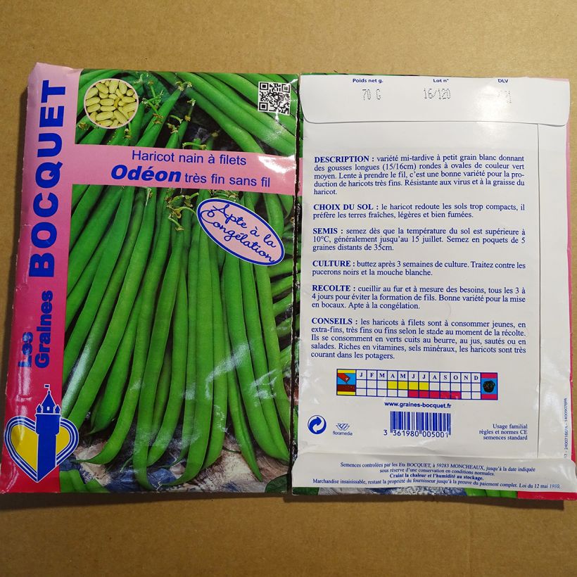 Esempio di esemplare Fagiolo nano Odeon sacchetto di semi 140 (70g) come consegnato