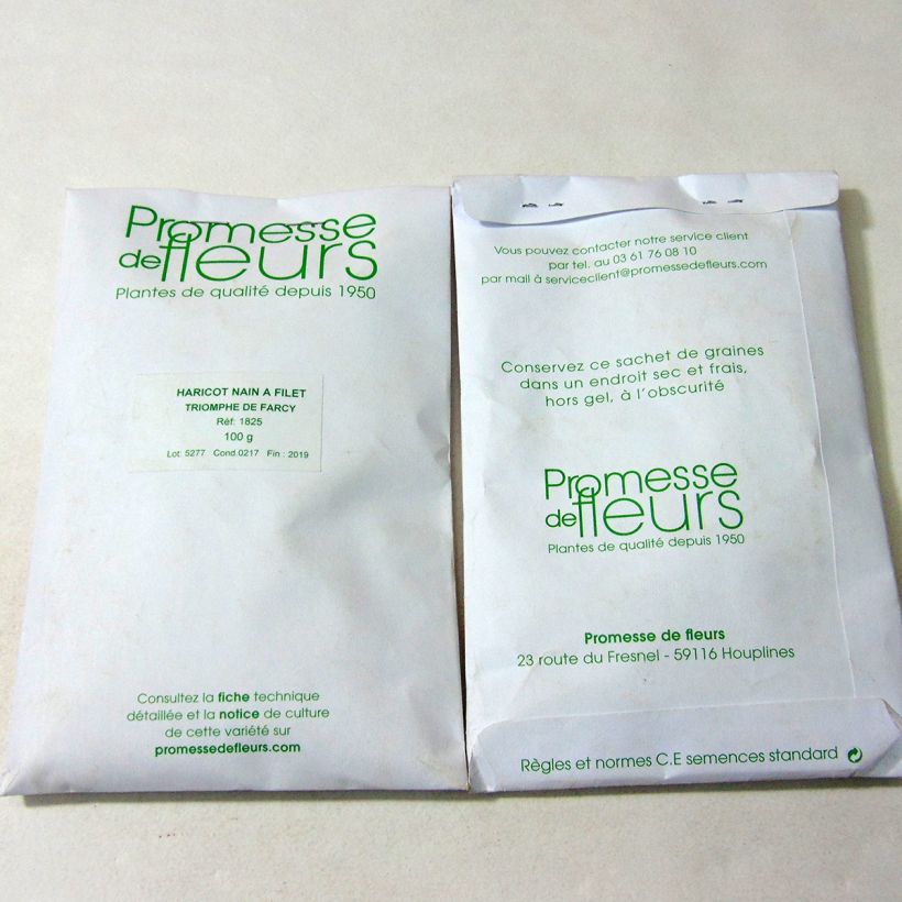 Esempio di esemplare Fagiolo nano Triomphe de Farcy sacchetto di semi 250 (100g) come consegnato