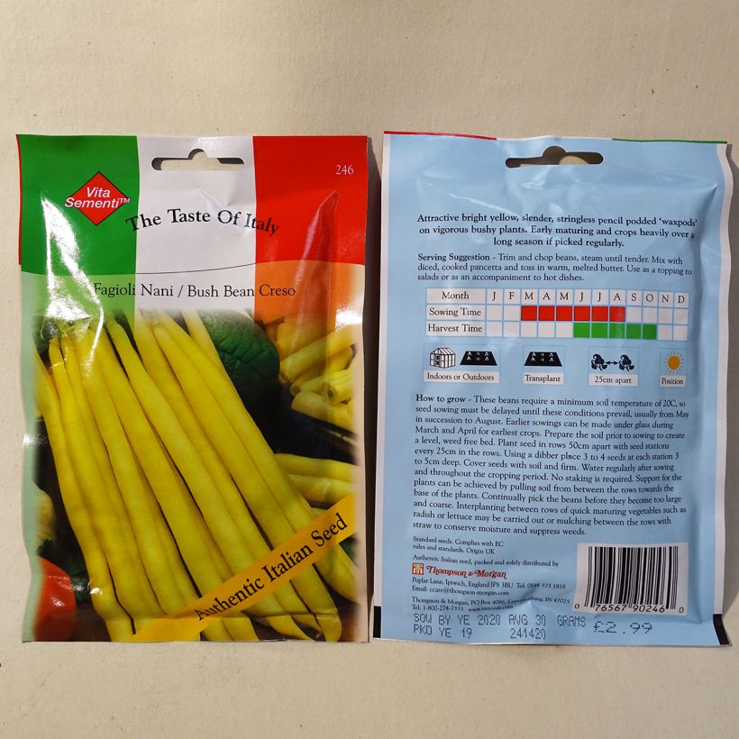 Esempio di esemplare Fagiolo nano Creso sacchetto di semi 80 (40g) come consegnato