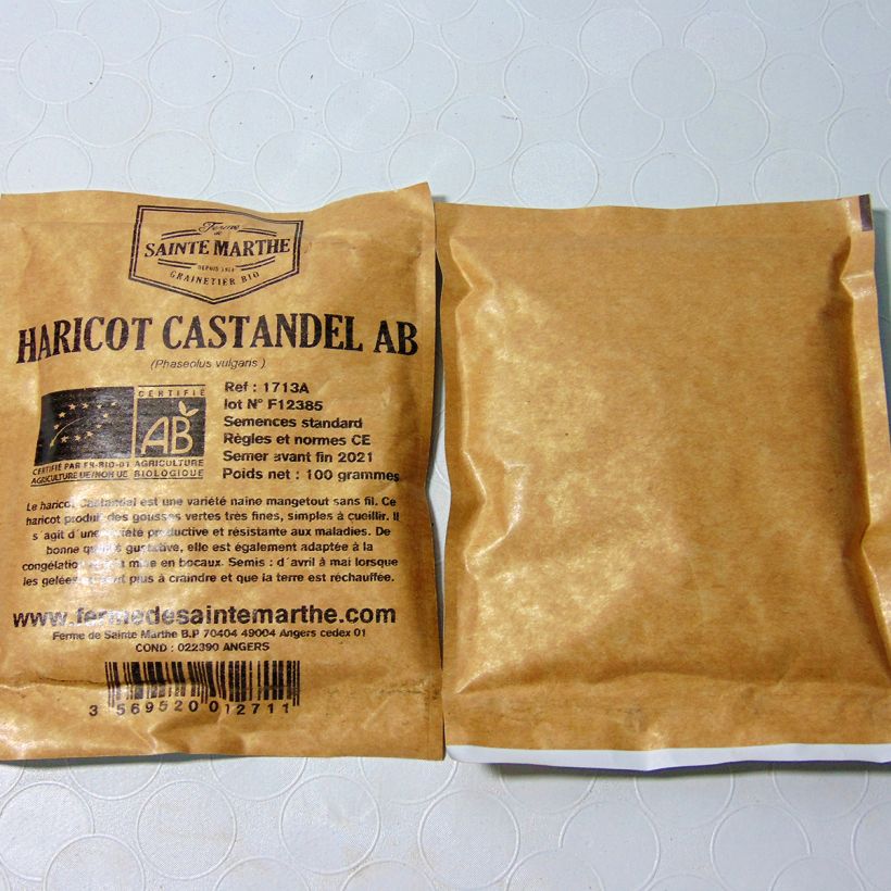 Esempio di esemplare Fagiolino Castandel Bio - Ferme de Sainte Marthe sacchetto di semi 160 (80g) come consegnato