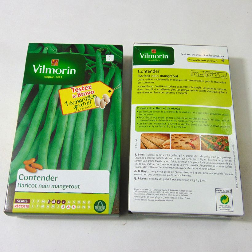 Esempio di esemplare Fagiolo nano Contender - Vilmorin sacchetto di semi 400 (200g) come consegnato
