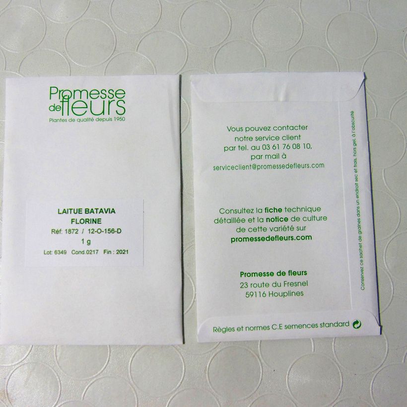 Esempio di esemplare Lattuga batavia Florine sacchetto di semi 800 (1g) come consegnato