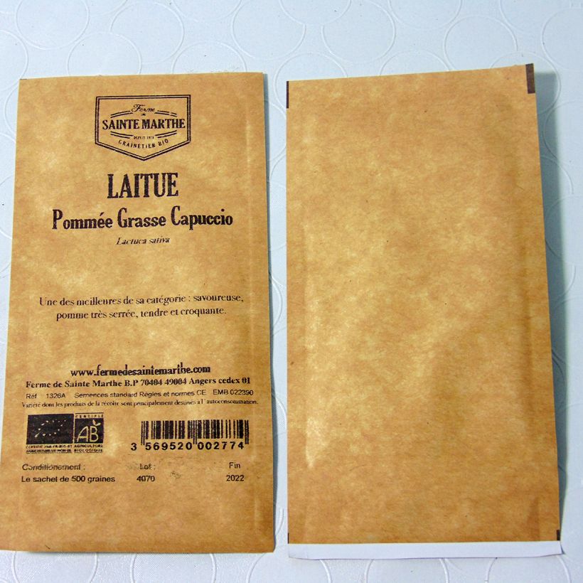 Esempio di esemplare Lattuga croccante Cappuccio sacchetto di semi 500 come consegnato