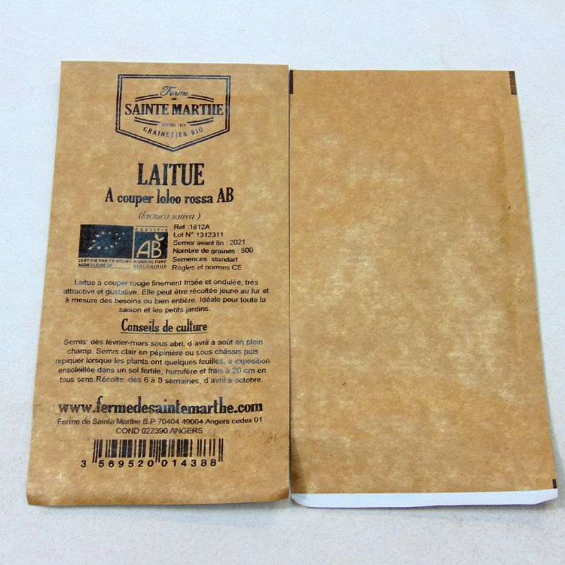 Esempio di esemplare Lattuga a cespo Lollo Rossa Bio - Ferme de Sainte Marthe sacchetto di semi 500 come consegnato