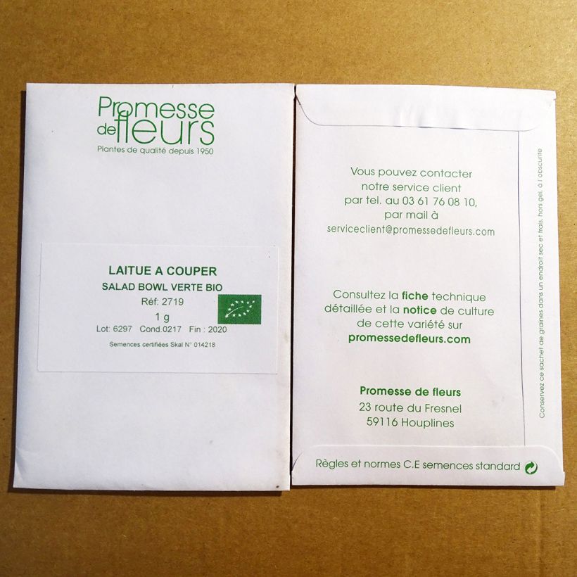 Esempio di esemplare Lattuga a cespo Salad Bowl Verde Bio sacchetto di semi 850 (1g) come consegnato