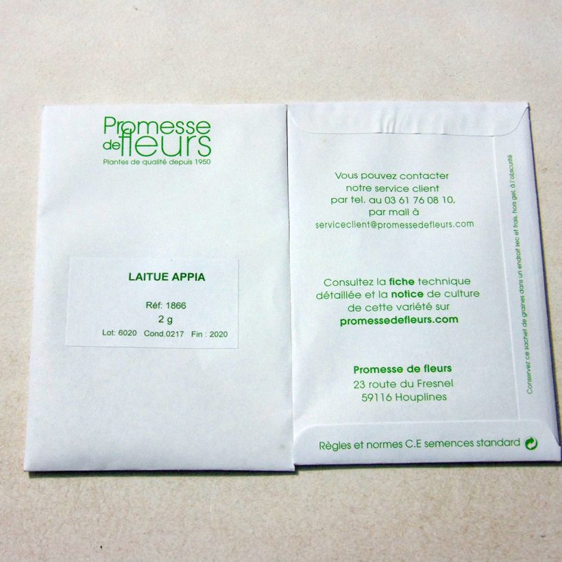 Esempio di esemplare Lattuga a cappuccio Appia sacchetto di semi 1700 (2g) come consegnato