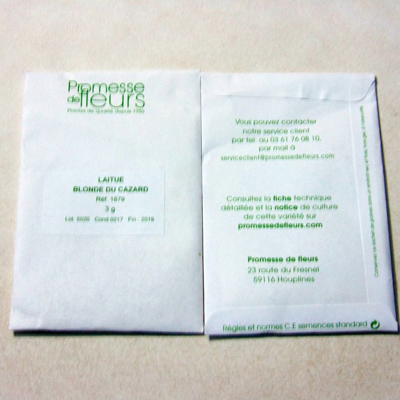 Esempio di esemplare Lattuga a cappuccio Blonde du Cazard sacchetto di semi 2500 (3g) come consegnato