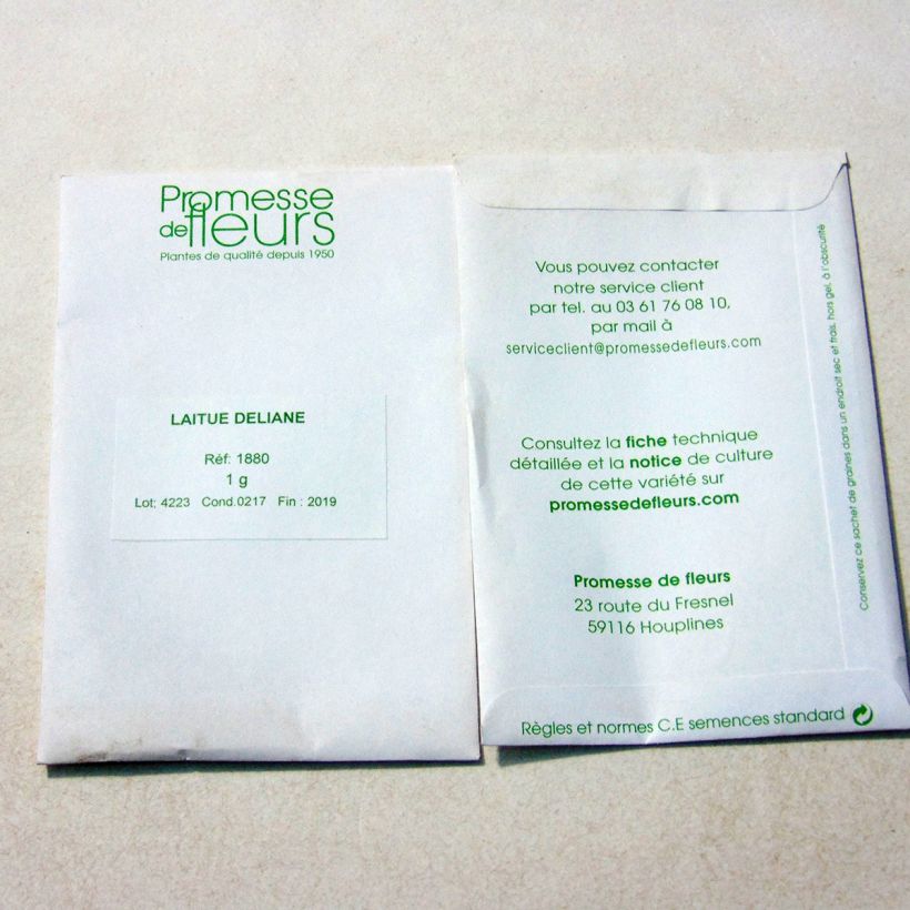 Esempio di esemplare Lattuga a cappuccio Deliane sacchetto di semi 850 (1g) come consegnato
