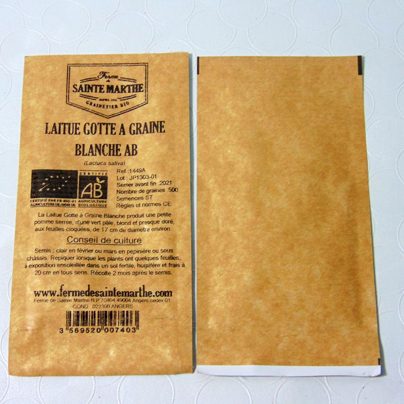 Esempio di esemplare Lattuga a cappuccio Gotte à Graine Blanche sacchetto di semi 500 come consegnato