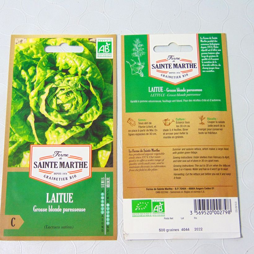 Esempio di esemplare Lattuga a cappuccio Grossa Bionda Paresseuse Bio - Ferme de Sainte Marthe sacchetto di semi 500 come consegnato