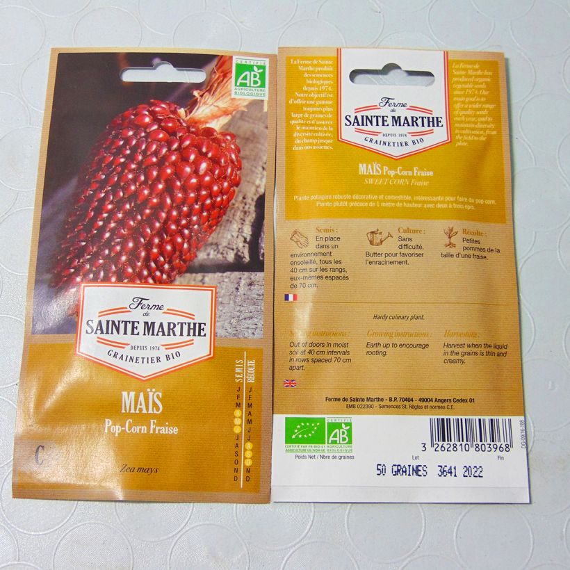 Esempio di esemplare Mais Fraise Pop Corn sacchetto di semi 15 (4g) come consegnato