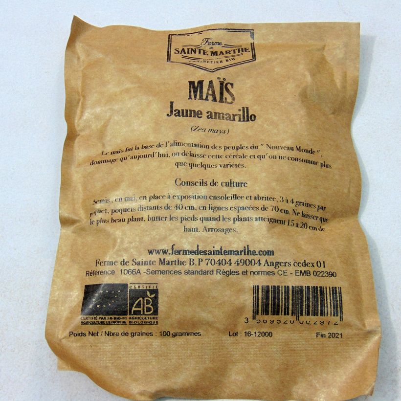 Esempio di esemplare Mais Amarillo sacchetto di semi 50 (100g) come consegnato