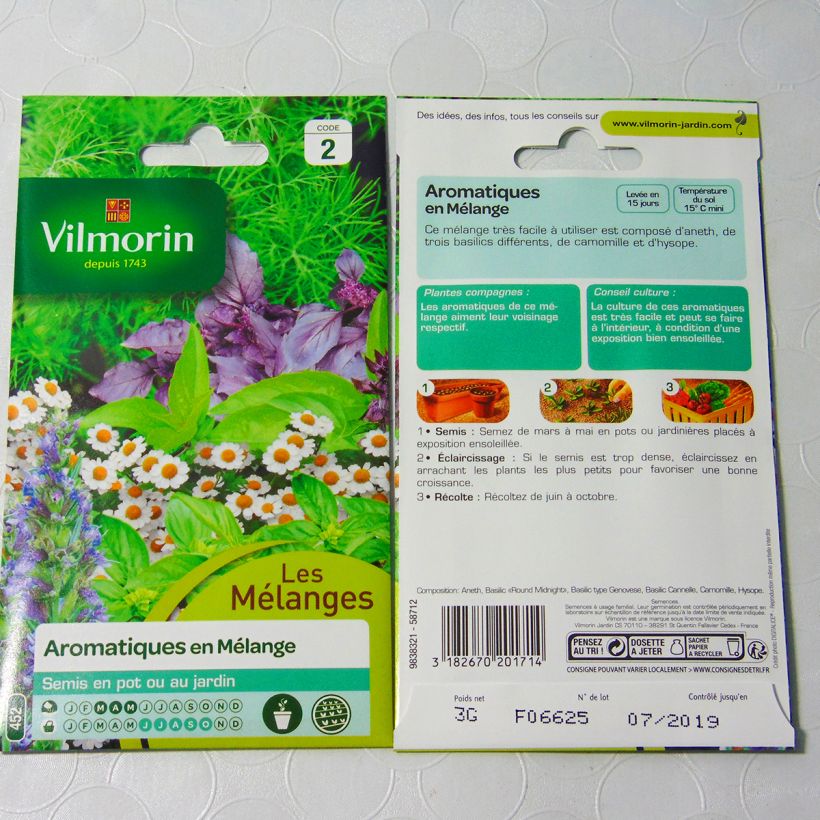 Esempio di esemplare Misto di Piante aromatiche - Vilmorin sacchetto di semi da 3 grammi come consegnato