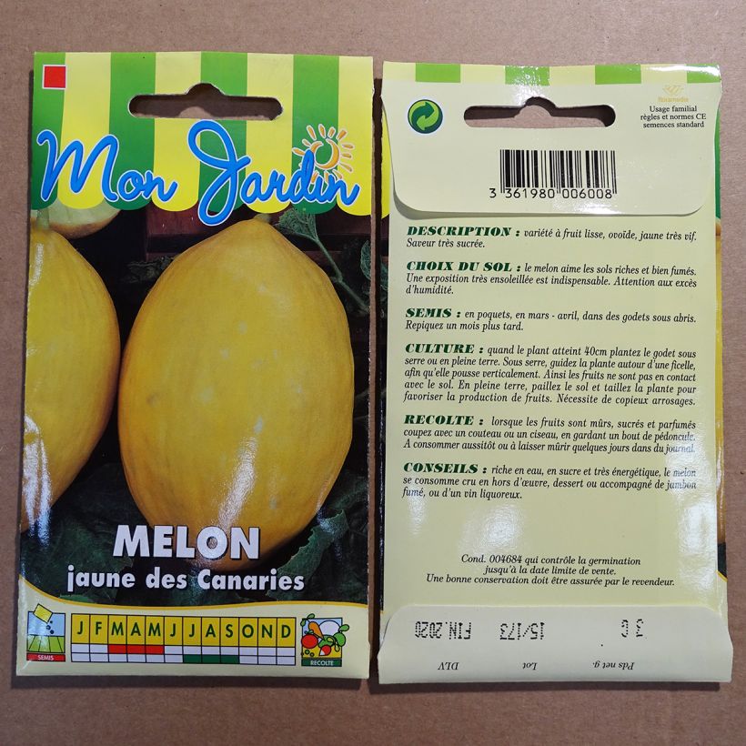 Esempio di esemplare Melone Giallo Canarino 2 sacchetto di semi 75 (3g) come consegnato