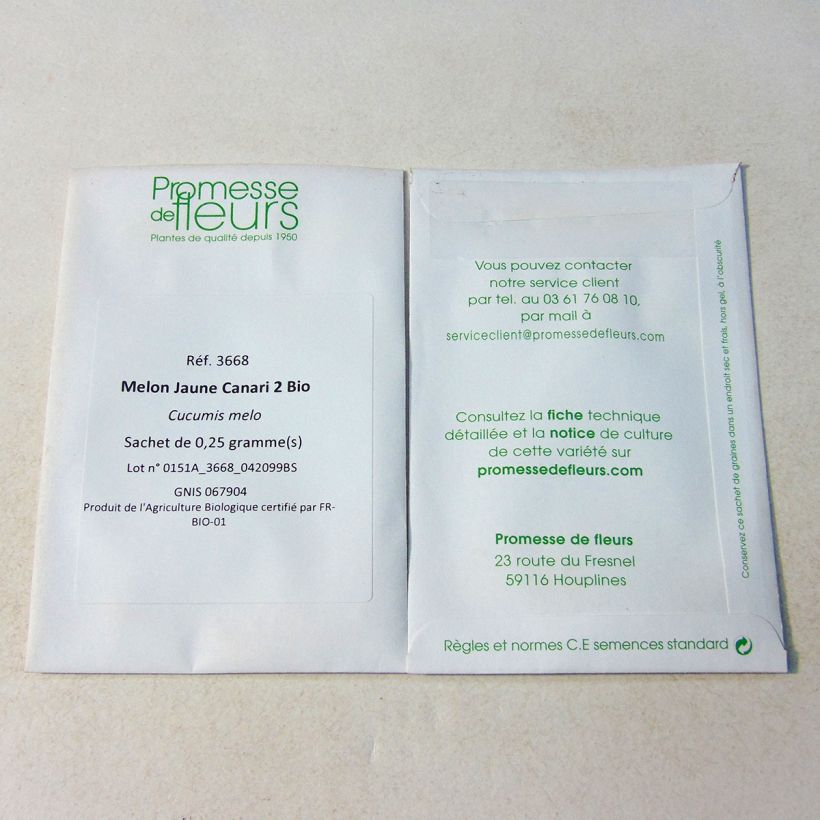 Esempio di esemplare Melone Canari 2 Bio sacchetto di semi 8 (0.25g) come consegnato