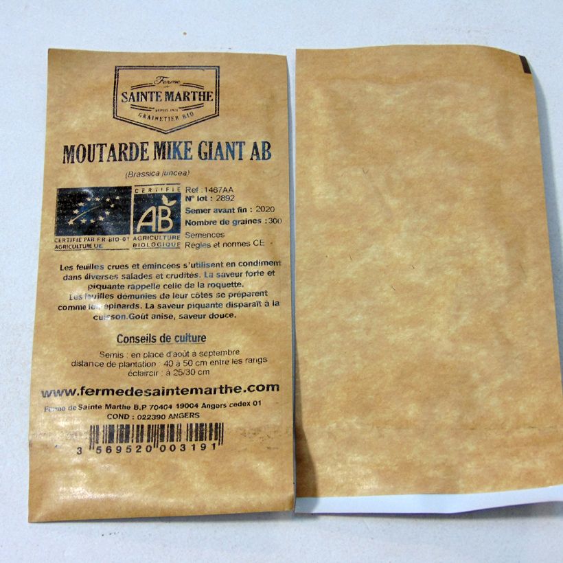 Esempio di esemplare Senape indiana Mike Giant sacchetto di semi 300 come consegnato