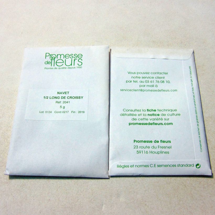 Esempio di esemplare Rapa 1/2 Long De Croissy sacchetto di semi 2000 (5g) come consegnato