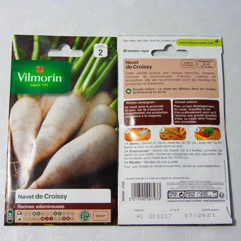 Esempio di esemplare Rapa Di Croissy - Vilmorin sacchetto di semi 1200 (4g) come consegnato