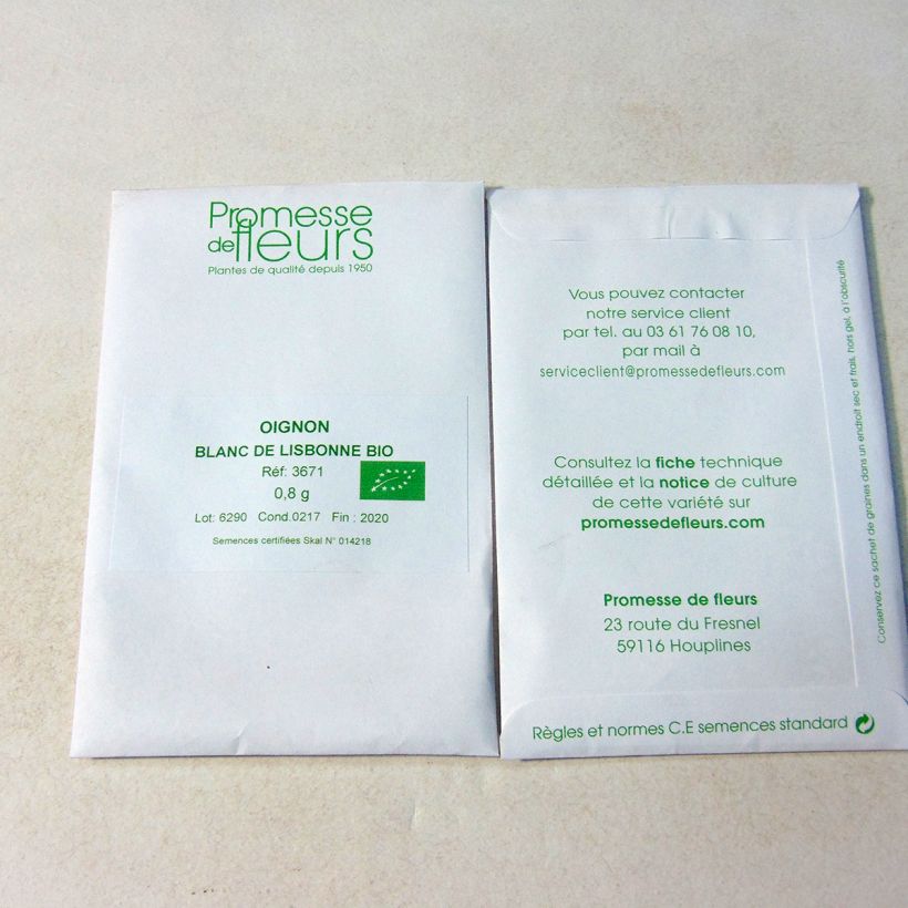 Esempio di esemplare Cipolla bianca Blanc de Lisbonne Bio sacchetto di semi 200 (0,8g) come consegnato