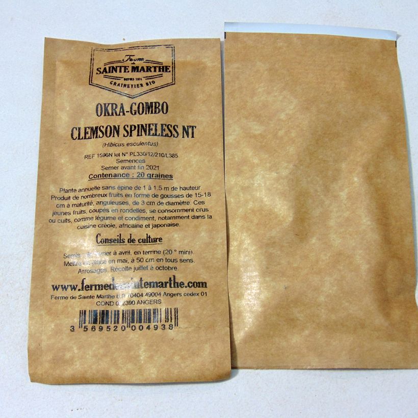 Esempio di esemplare Hibiscus esculentus Clemson Spineless - Okra sacchetto di semi 20 (1g) come consegnato